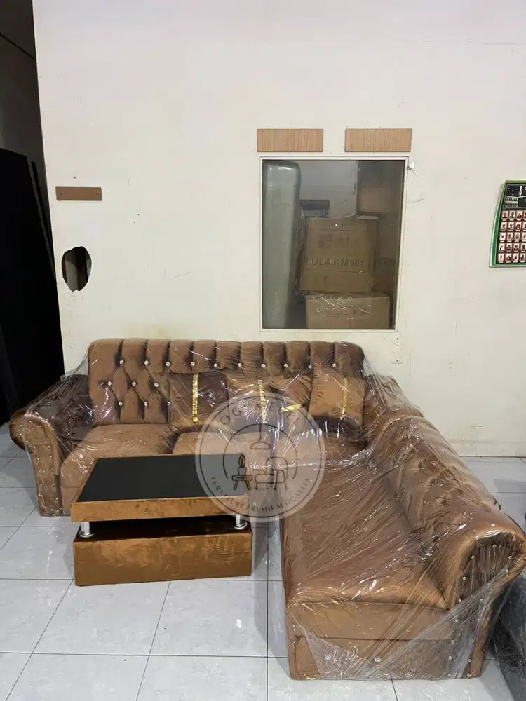 PROMO SET SOFA L PREMIUM DAN MEJA TAMU TERMURAH SALE