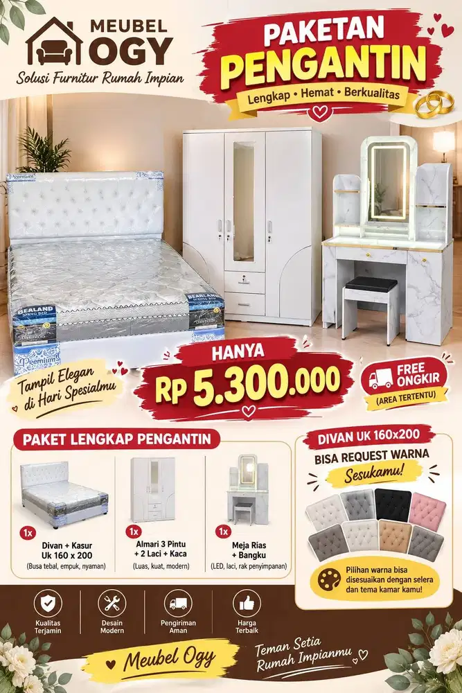 PROMO PAKET HEMAT KAMAR PENGANTIN TERMURAH SALE