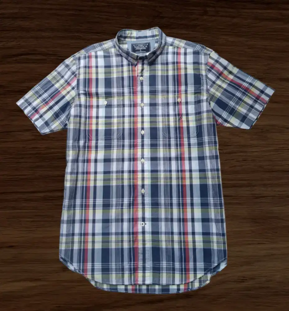 KEMEJA PENDEK NAUTICA MOTIF SALUR, SIZE :.L TO XL (LD 118-120, P77)