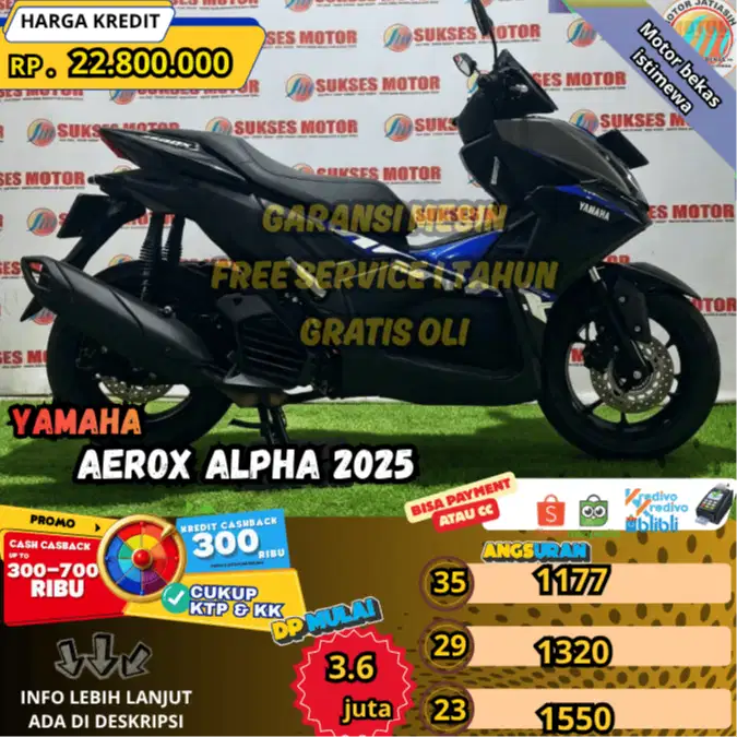 YAMAHA AEROX ALPHA 155 2025 WARNA FAVORIT KM RENDAH SIAP GAS TOURING