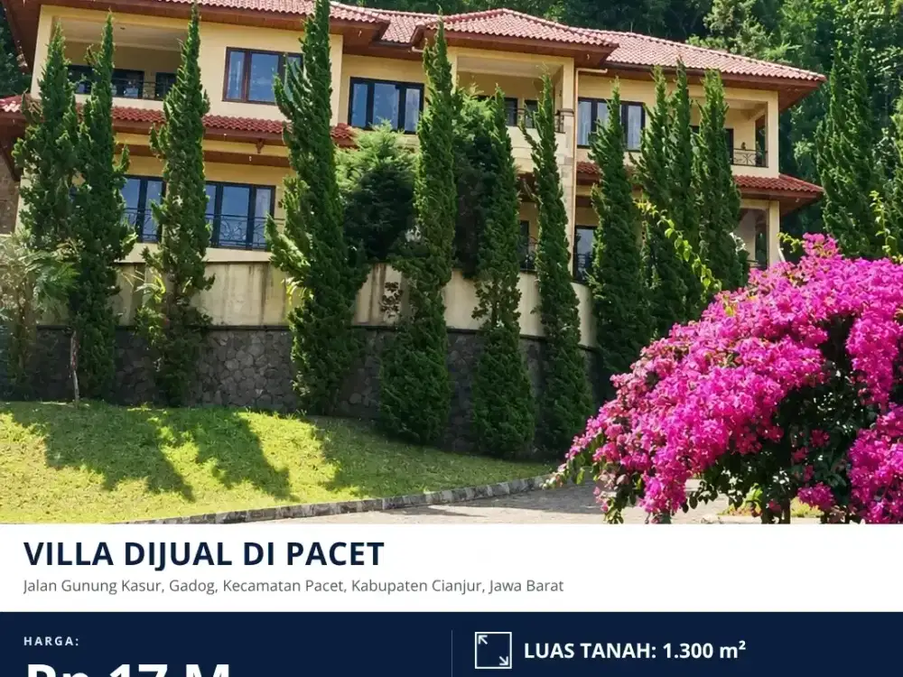 Dijual Villa di Jalan Gunung Kasur, Gadog, Pacet, Cianjur, Jawa Barat