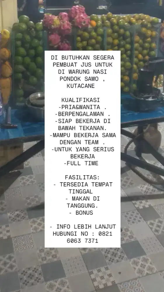 Di butuhkan segera