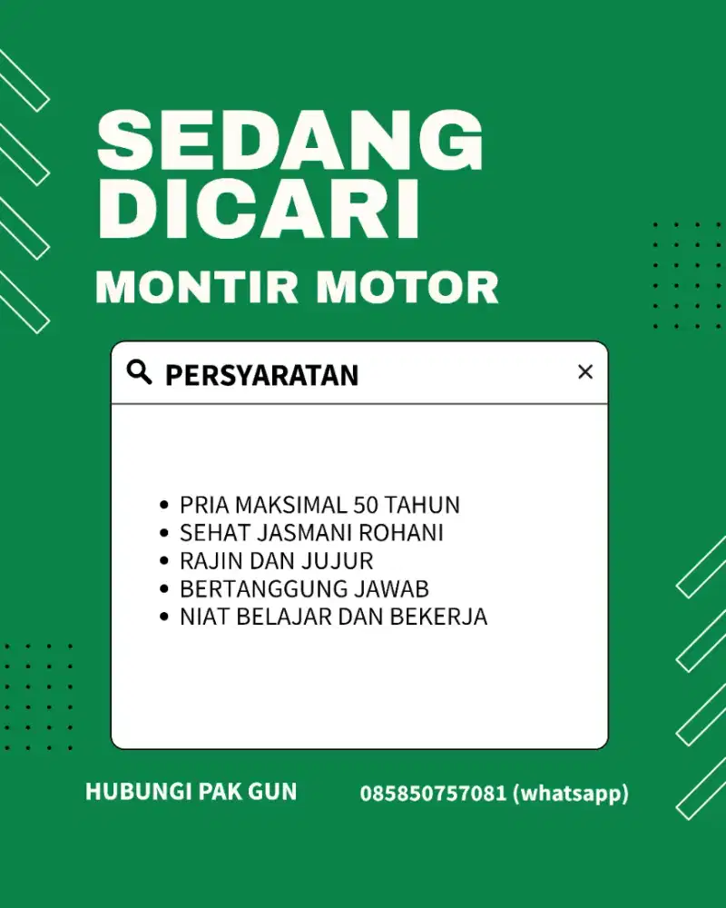 DIBUTUHKAN Montir Sepeda Motor Surabaya