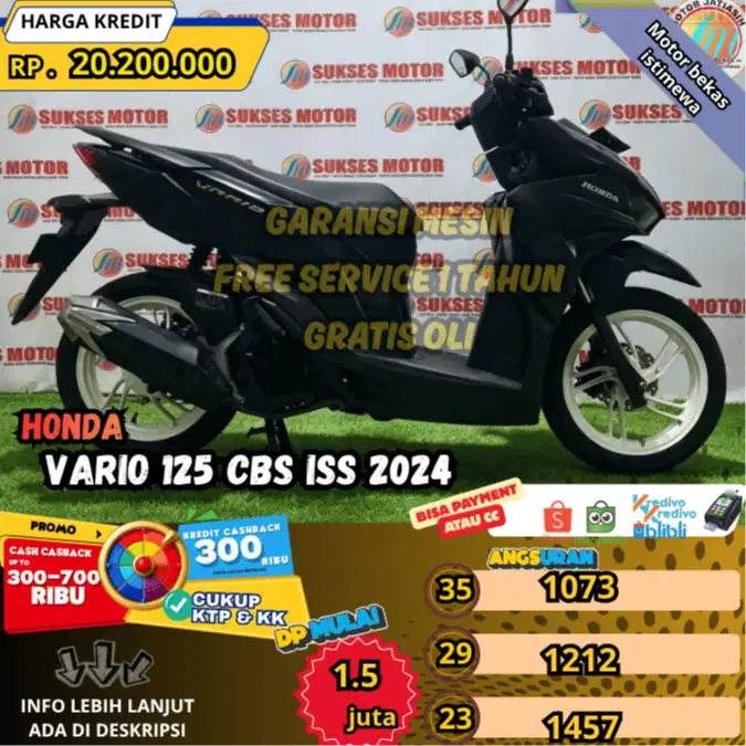 HONDA VARIO 125 CBS ISS 2024 KM MASIH RENDAH WARNA HITAM SIAP GASSSS