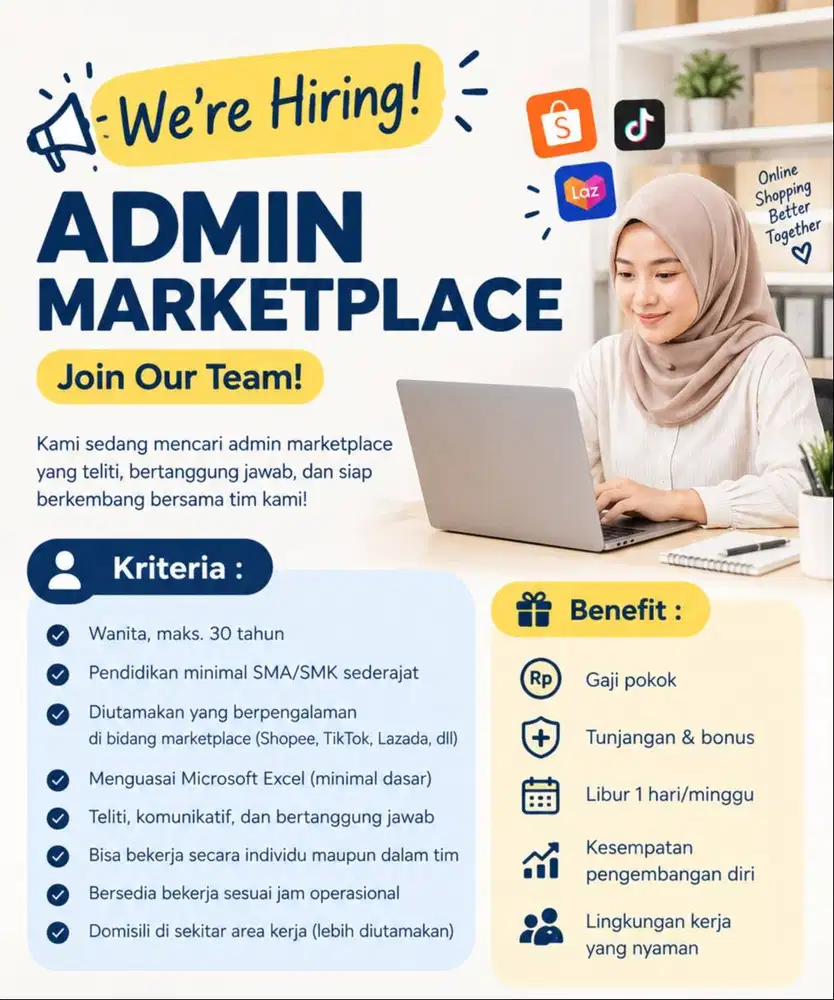 LOWONGAN KERJA ADMIN MARKETPLACE KELOLA TOKO ONLINE