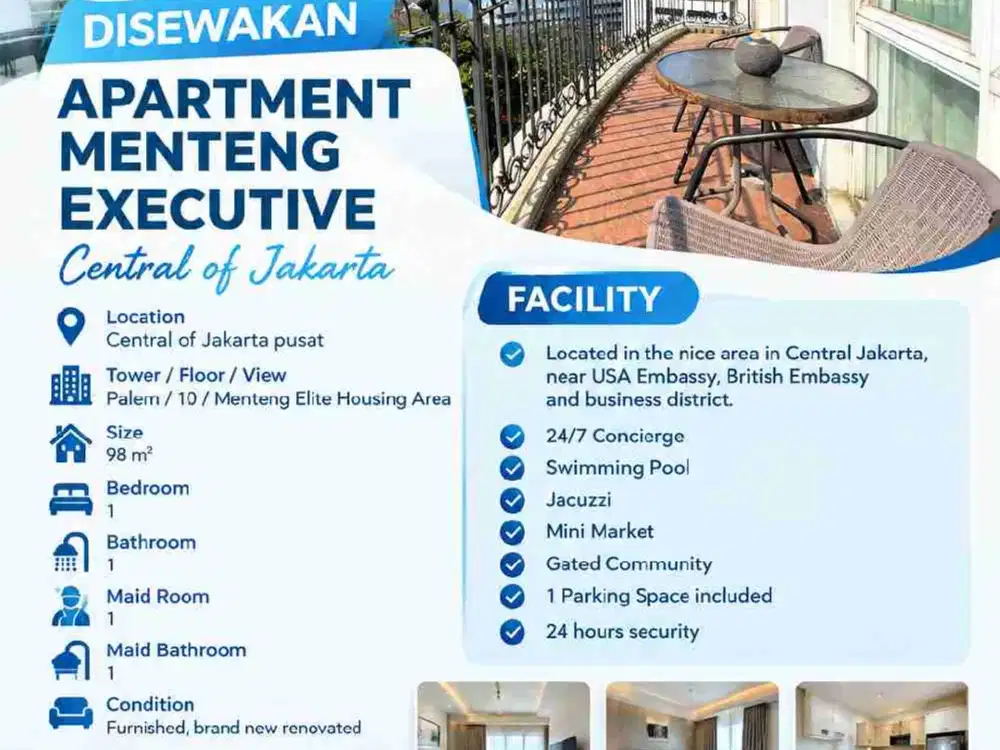 disewakan apartemen Menteng executive Menteng Jakarta pusat