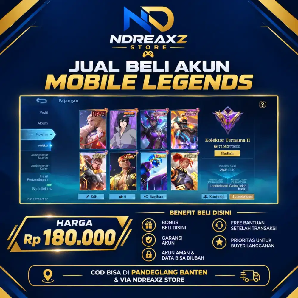 JUAL AKUN MOBILE LEGENDS NOMINAL 180K