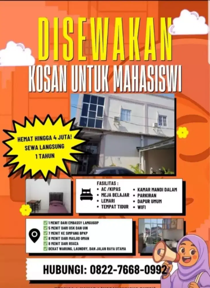 Tersedia Kamar Kost Cewek