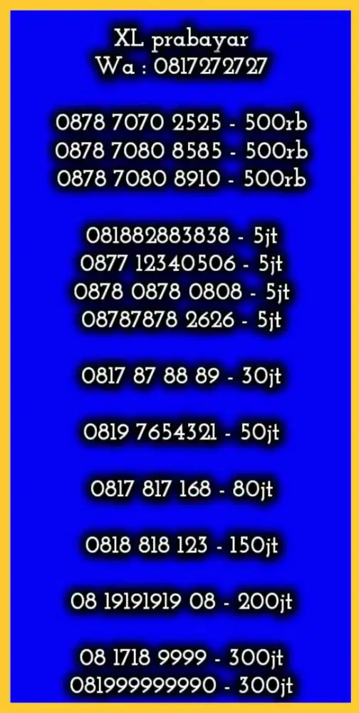 NOMOR CANTIK XL PRABAYAR