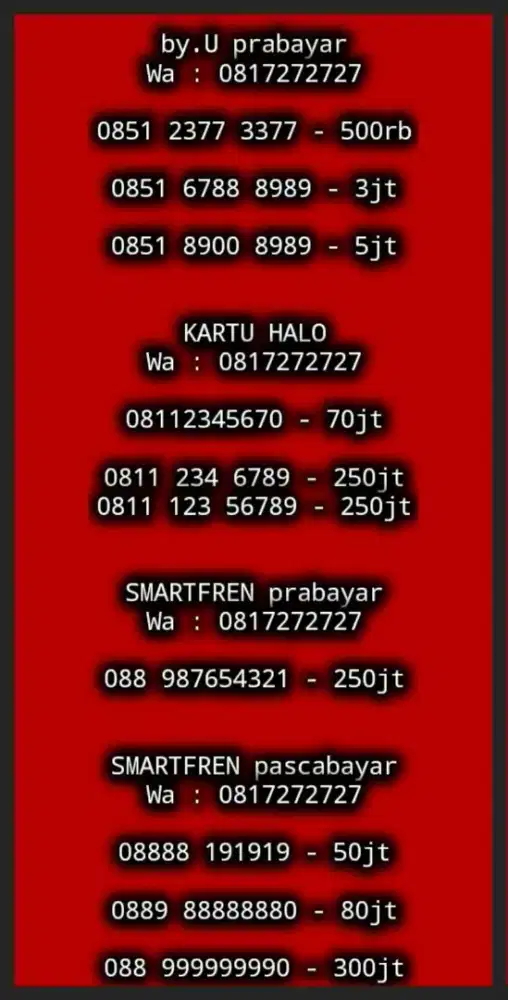 NOMOR CANTIK by.U | KARTU HALO | SMARTFREN