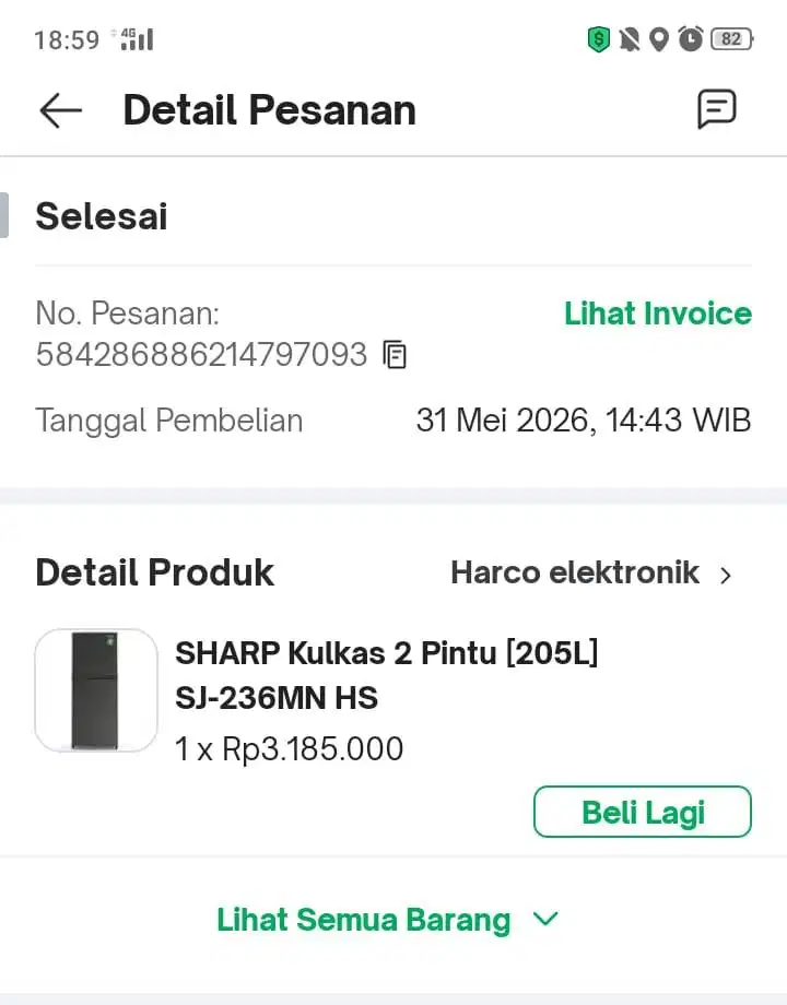 Dijual Kulkas 2 pintu (Sharp SJ-236MN HS)