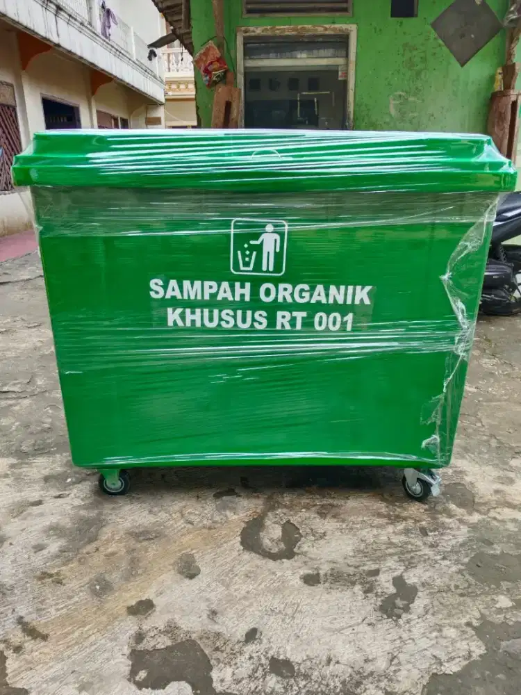 Tong Sampah Fiberglass 660 Liter Roda 4  Bogor Free Stiker Custom RT
