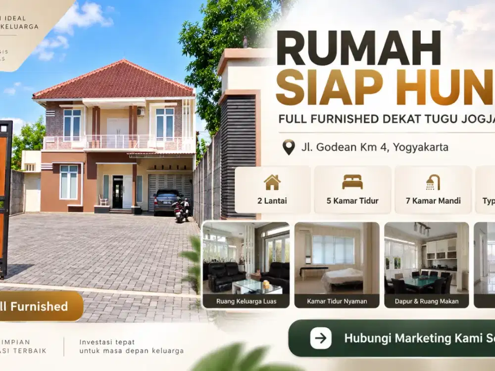Dijual Rumah Dekat Tugu Jogja Siap Huni Full Furnished 2 Lantai