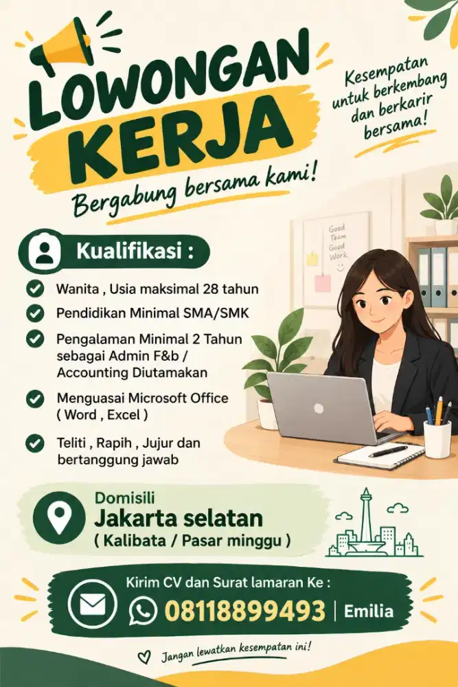 LOWONGAN ADMIN F&B / ACCOUNTING