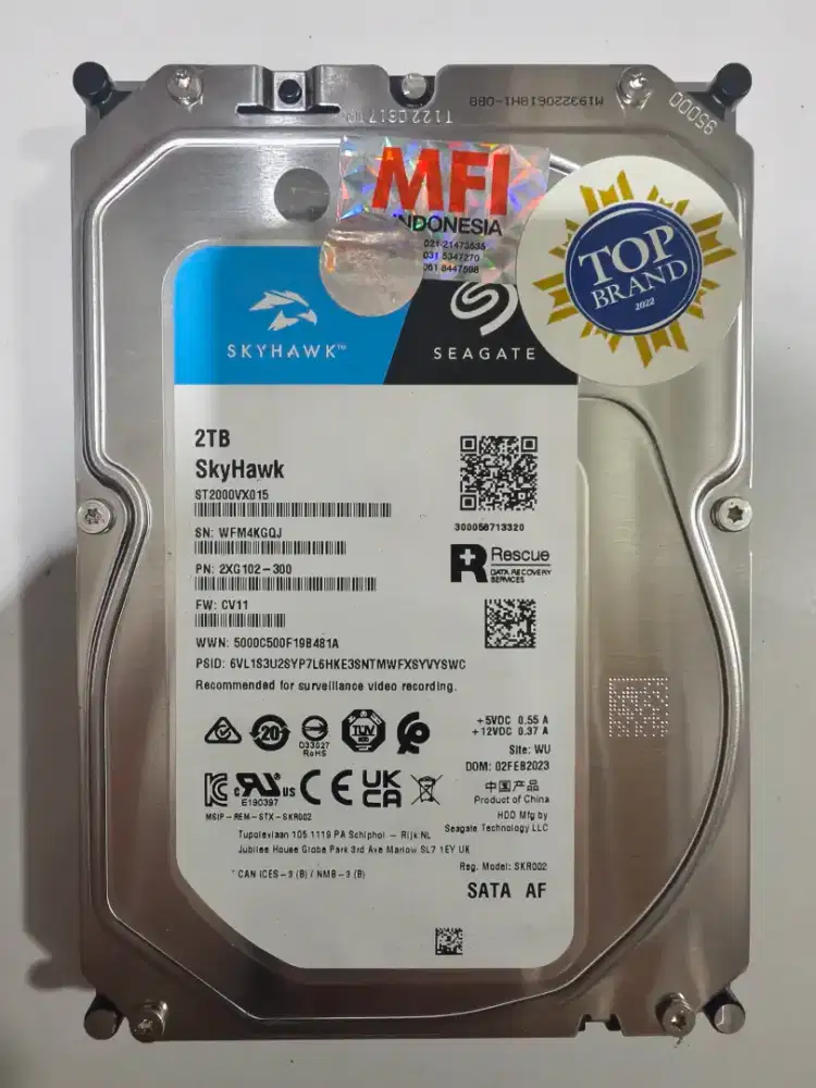 Hard Disk Seagate SkyHawk 2TB 3.5 Inch - Normal Mulus Health 100%