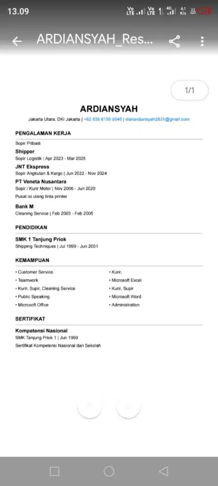 Mencari Pekerjaan Supir