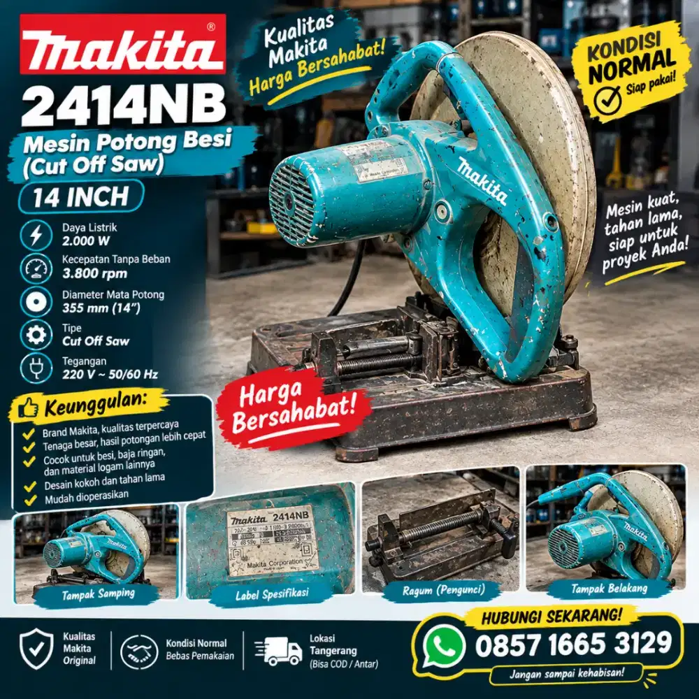 Makita 2414NB Mesin Potong Besi 14 Inch 2000W–Bekas Normal Siap Pakai