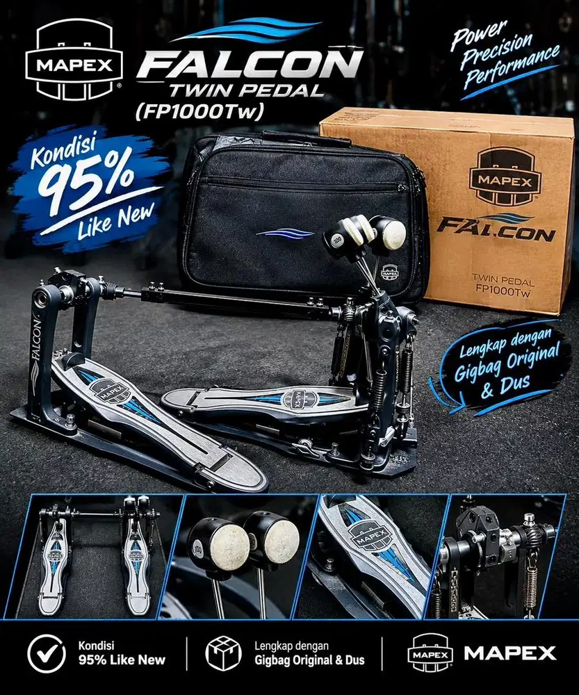 Jual Double Pedal Mapex Falcon 2nd (95%) Like New