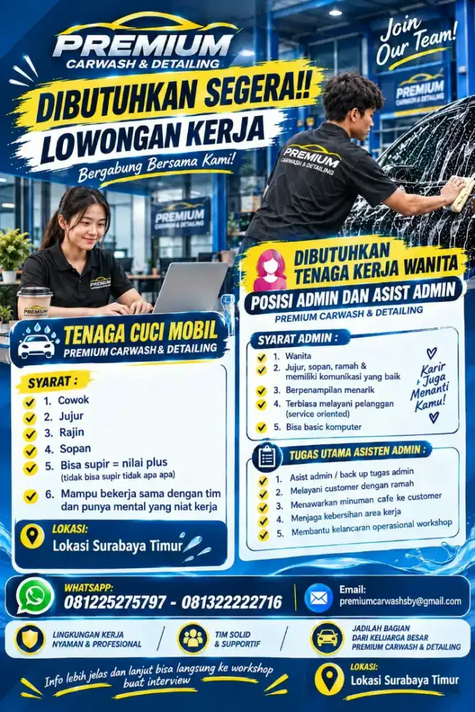 Lowongan kerja cuci mobil bengkel carwash