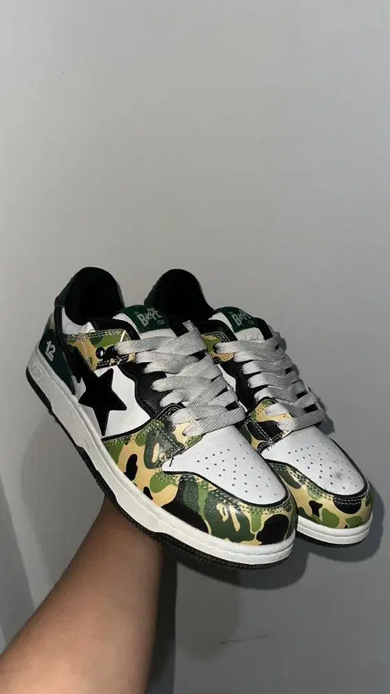BAPE A Bathing Ape SK8 STA ABC Camo Green Black White Sneakers