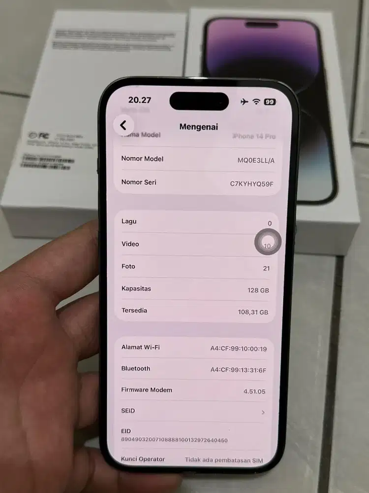 IPhone 14 pro 128gb deep purple no minus