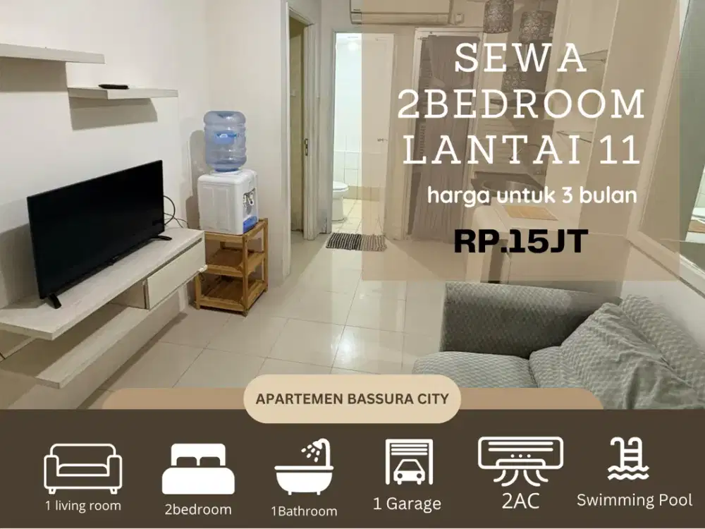 sewa 2kamar full furnish bersih samping mall apartemen bassura city