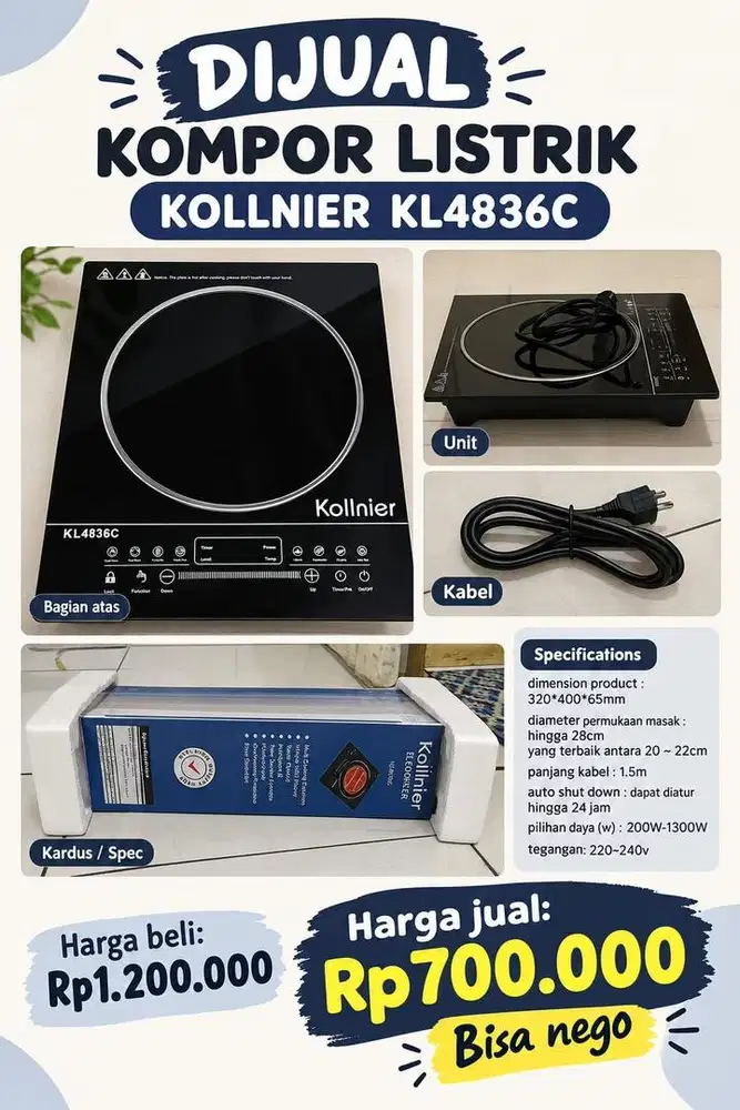 Kompor listrik kollnier KL4836c