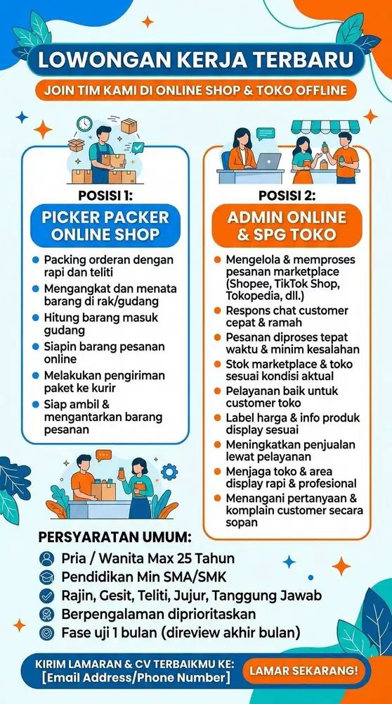 STAFF PACKING dan PICKER ONLINE SHOP