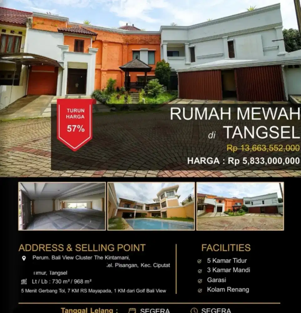 Dijual Rumah 2 Lantai Perumahan Bali View Ciputat Timur