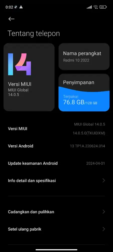 DI JUAL REDMI 10 2022 6/128GB