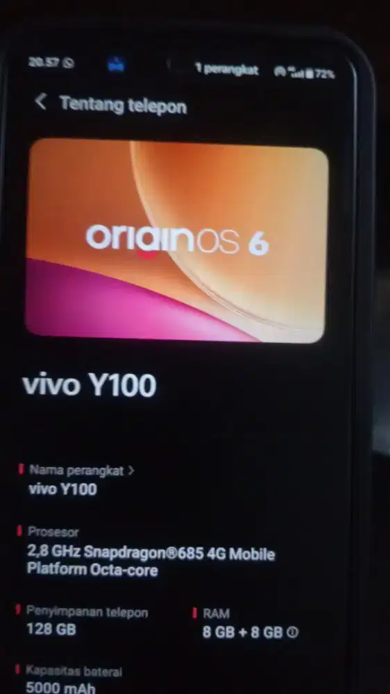 Vivo y100 8+8/128 4g