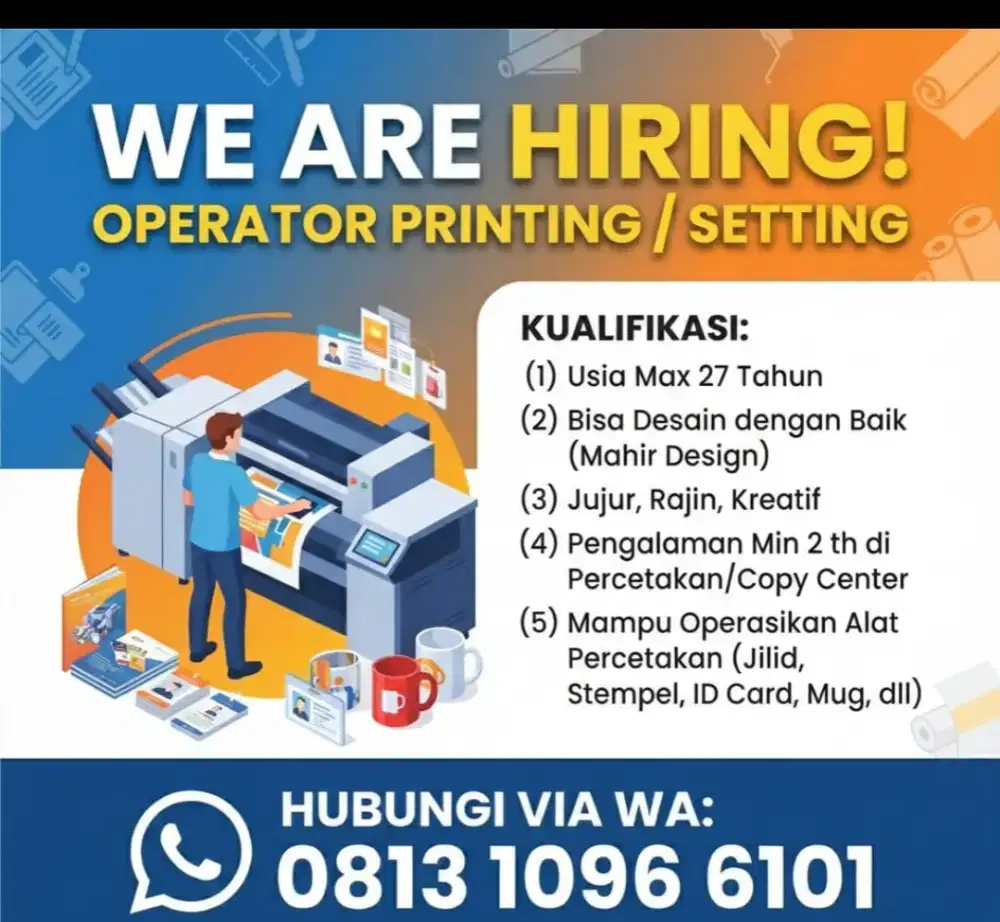 Dibutuhkan operator printing