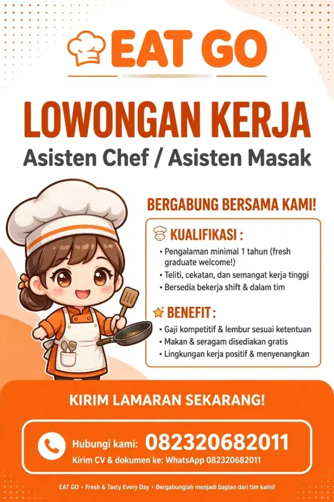 DI CARI ASISTEN KOKI & MARKETING