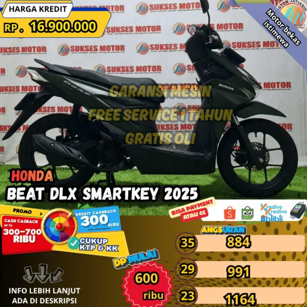 BEAT DELUXE SMARTKEY 2025 PLAT BEKASI KOTA KM RENDAH WARNA AJIB