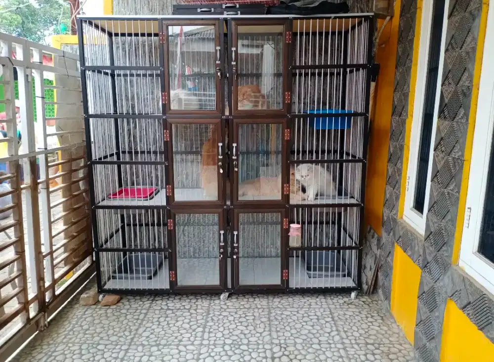 Kandang kucing stainless stell 3 tingkat