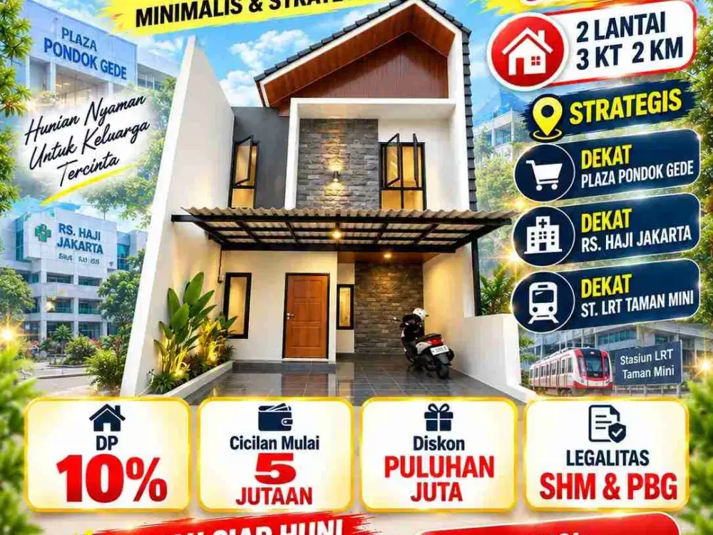 RUMAH BARU SIAP HUNI MULAI Rp798 JUTAAN DI LUBANG BUAYA, JAKARTA TIMUR