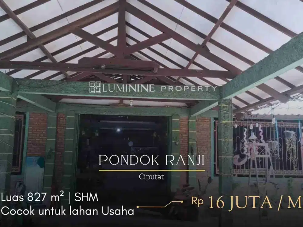 DIJUAL LAHAN HITUNG TANAH BENTUK NGANTONG DI PONDOK RANJI TANGSEL PINGGIR JALAN RAYA,COCOK UTK USAHA