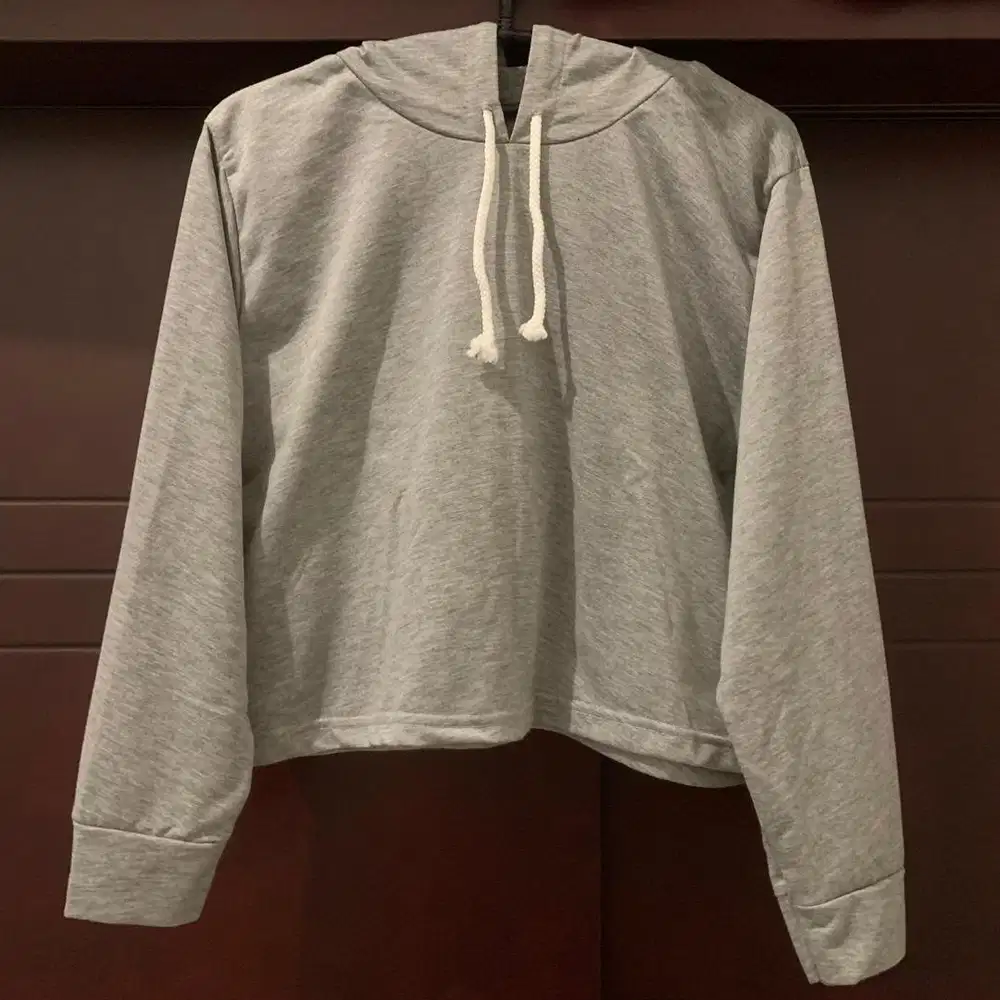 Jaket Hoodie Crop Top - Grey