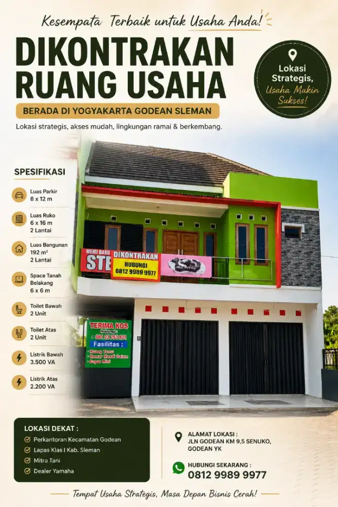 Dikontrakan Ruang Usaha di Yogyakarta