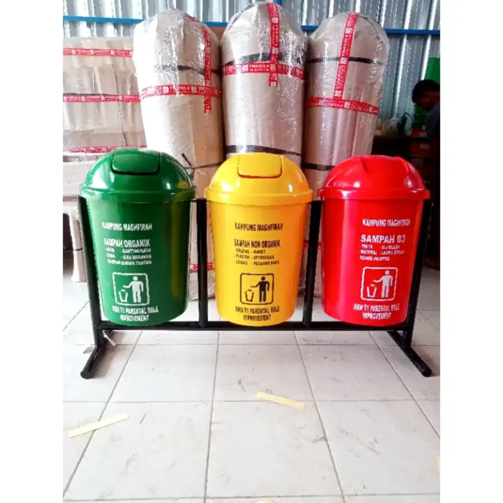 Tong Sampah Pilah 50L 3in1 Fiberglass 3 Warna Ready Free Stiker Custom