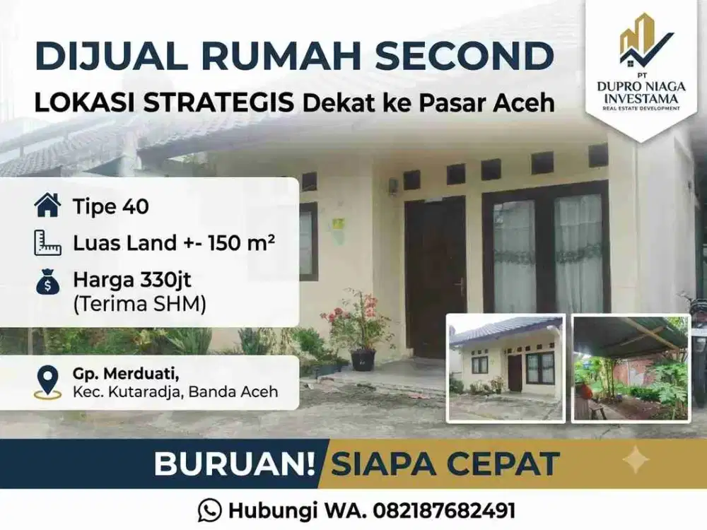 Rumah Second Murah Banda Aceh Luas Tanah 150 m - Dekat Pasar Aceh