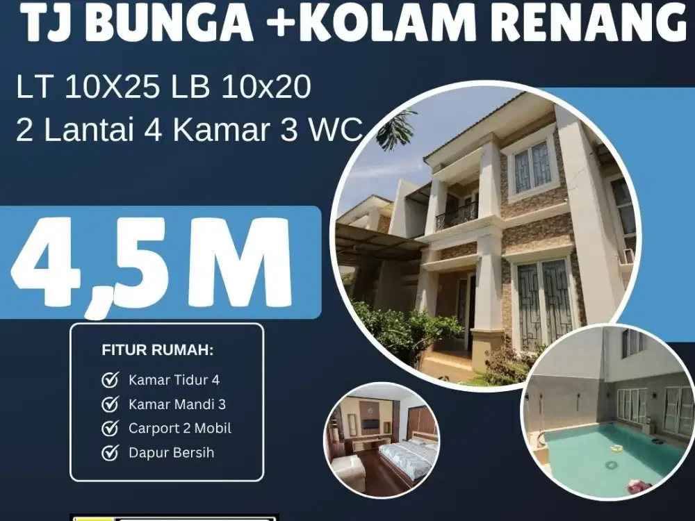 Rmh Jl Menteng Raya Tanjung Bunga Cluster Alexandrya Luas tanah 10x25 Luas bagunan 10x20x 2 lt Kamar Tidur 4 Kamar mandi 3 Garasi luar 1 garasi dalam