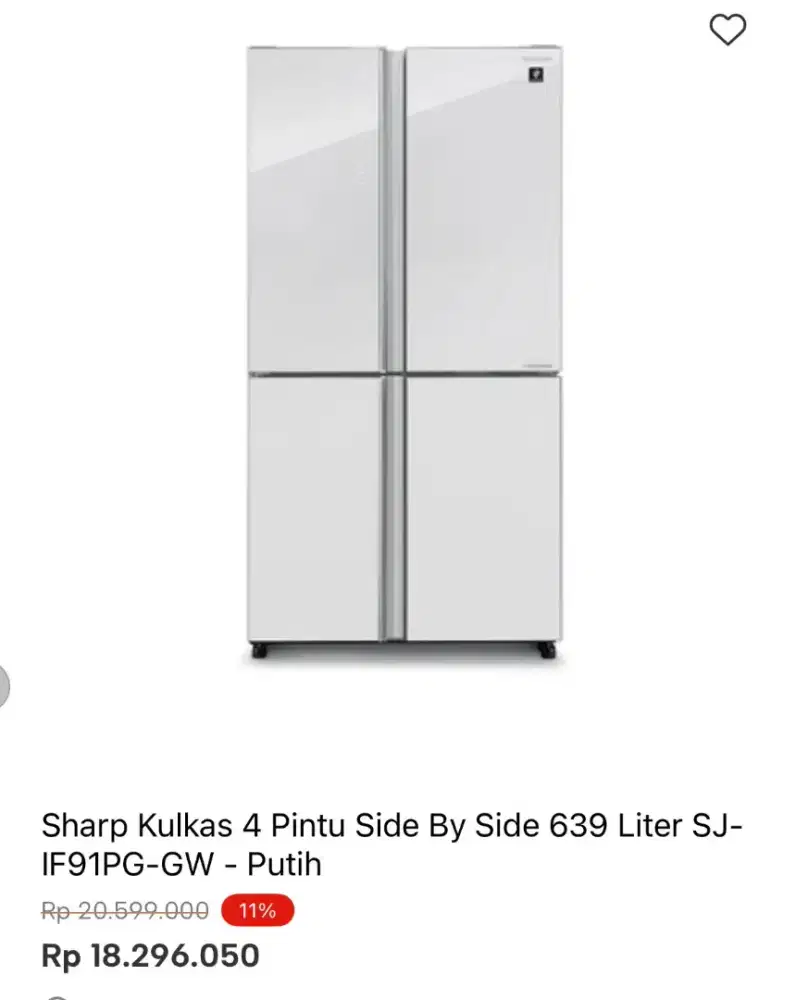 KULKAS SHARP 4 PINTU SJ-IF91PG-GW 639LTR