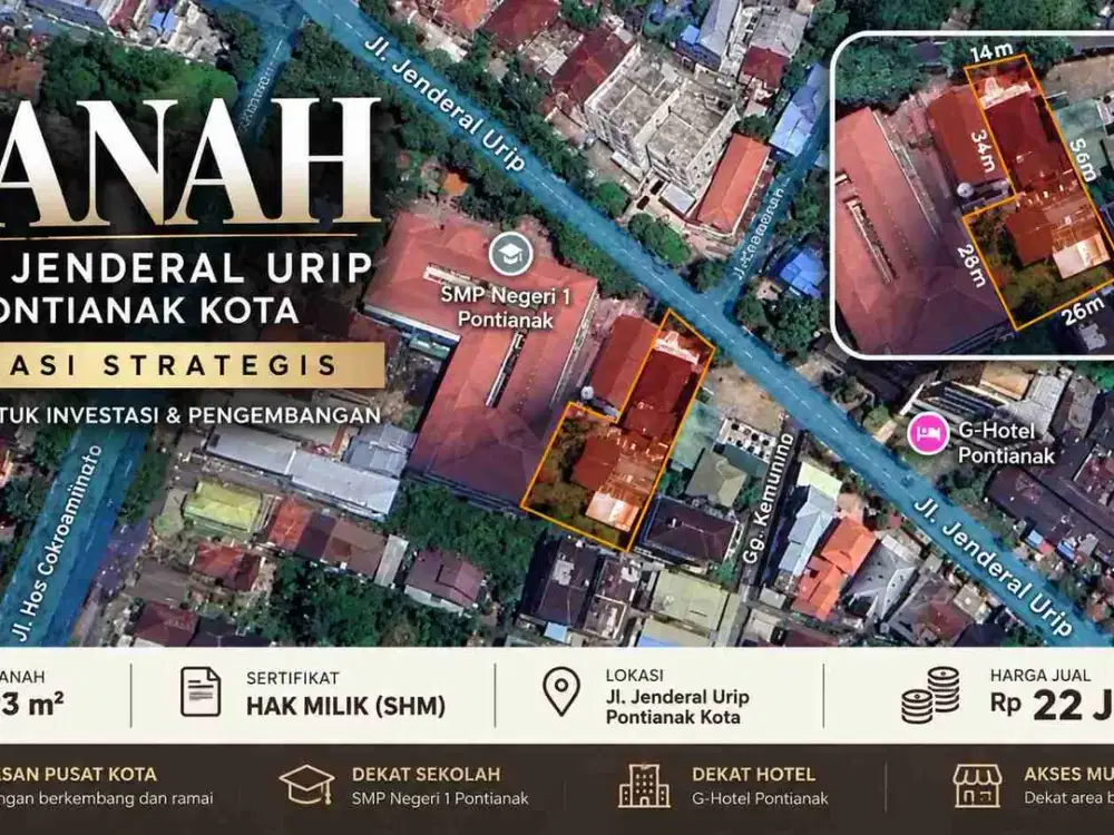 Tanah 1.093 m² di Jl. Jenderal Urip Pontianak Kota – Cocok untuk Investasi