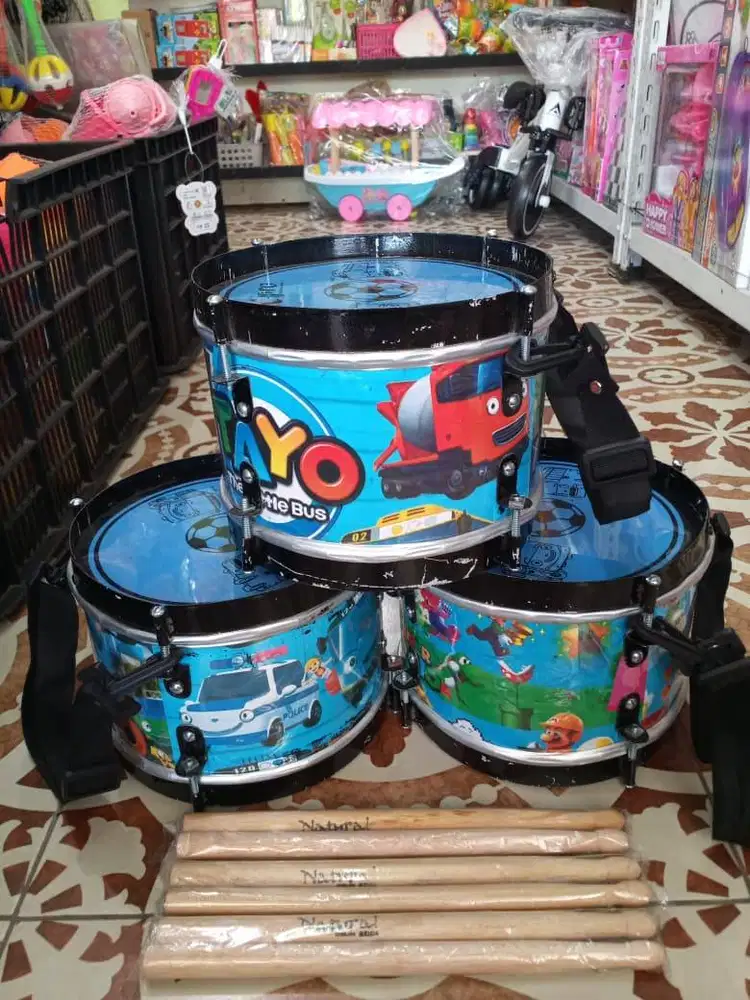mainan anak drum kaleng kecil free stik