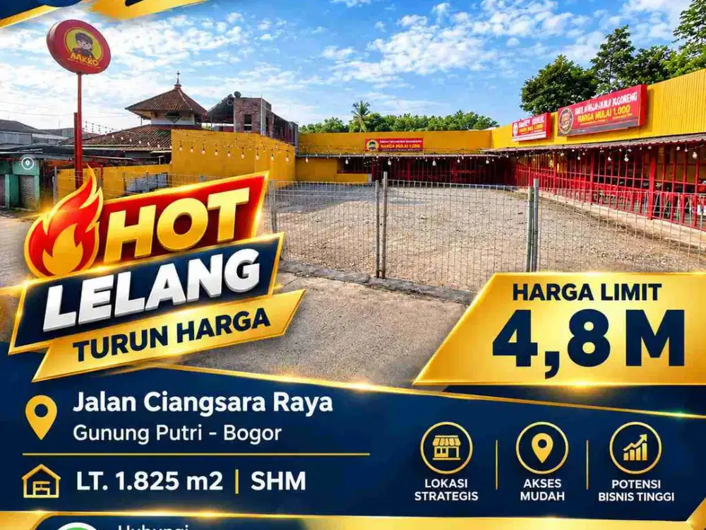 Ruang Usaha Strategis Dijual Lelang di Gunung Putri Bogor