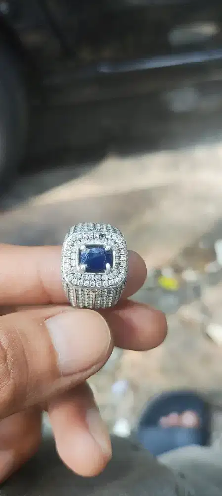 Jual Cepat permata Blue safir ring perak kualitas