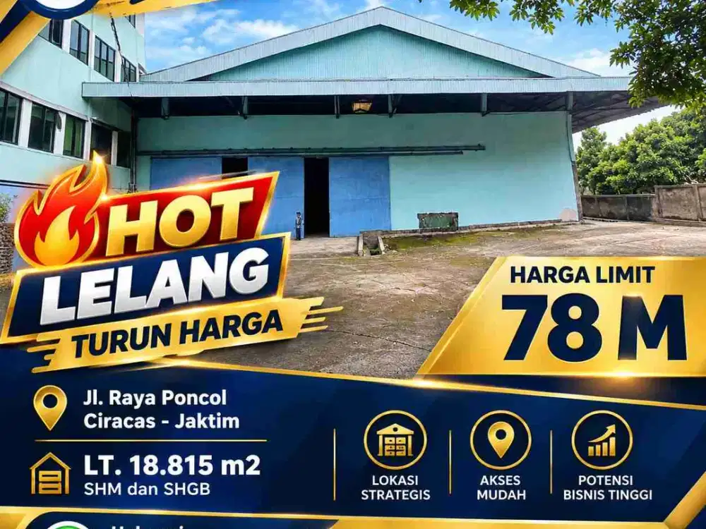 Gudang Siap Pakai 1.8 Ha Jual Lelang di Ciracas