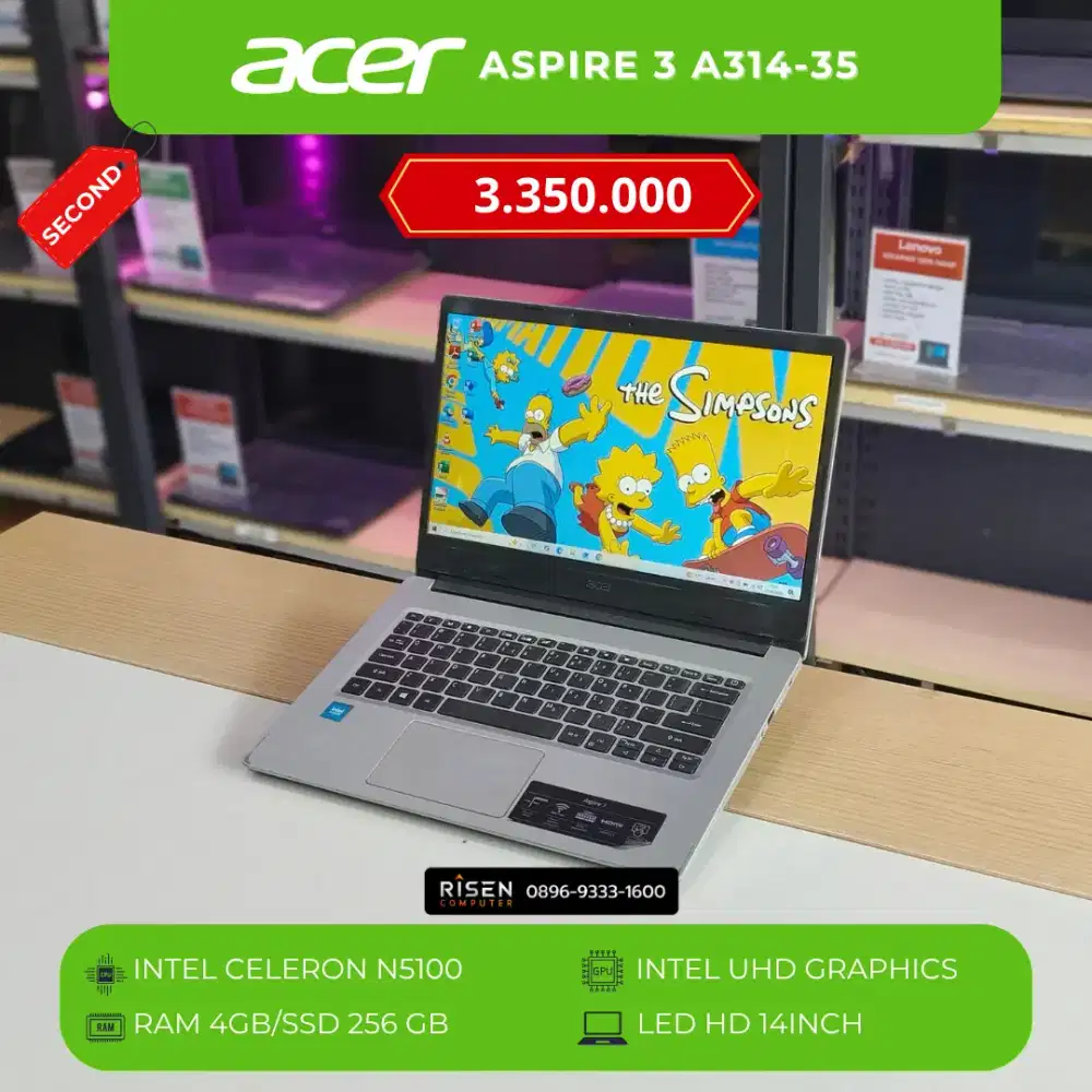 ACER ASPIRE 3 A314-35 Intel Celeron N5100 RAM 4GB SSD 256GB HD 14Inch