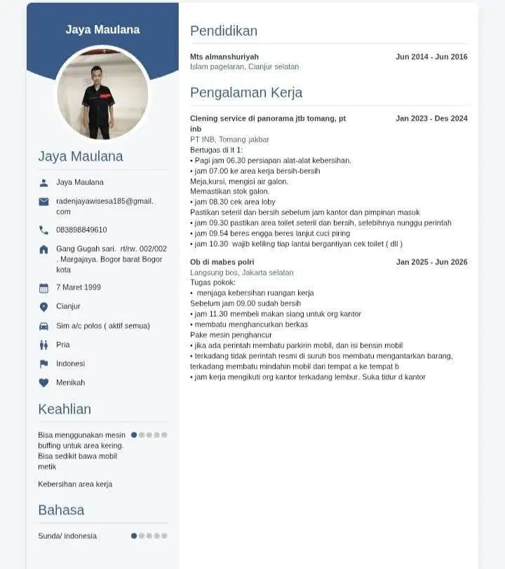 Cari kerja di bidang kebersihan dan driver